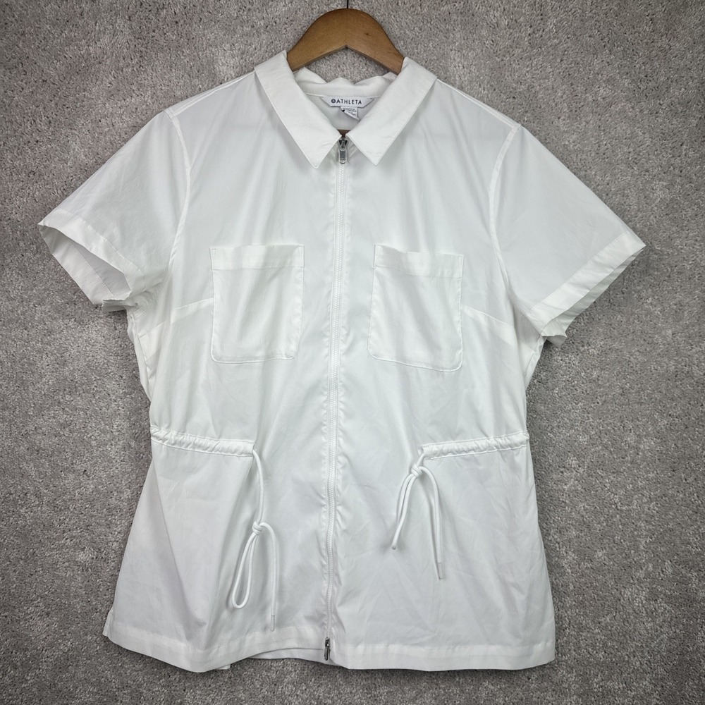 Athleta Cinch Top Womens XL Advantage Bright White 533014 Full Zip F66